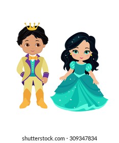 Illustration of very cute Prince and Princess