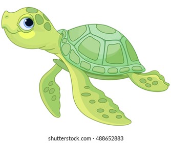 Illustration of very cute sea turtle 