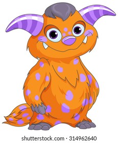 Illustration of very cute spotted monster