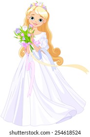 Illustration of very cute spring princess