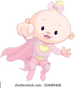 Illustration of very cute super baby girl