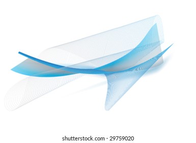 Illustration of very fine blue key lines forming an abstract curve shape