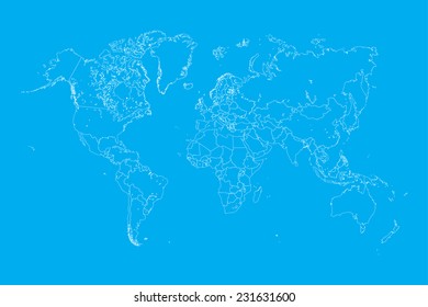 An Illustration of very fine outline of the world (with country borders)