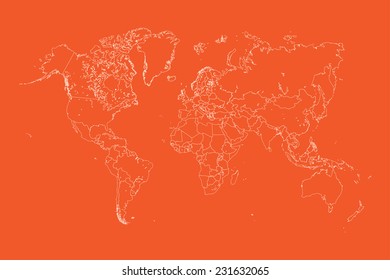 An Illustration of very fine outline of the world (with country borders)