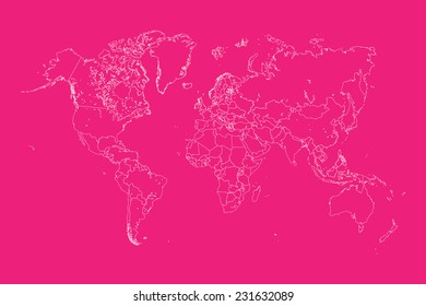 An Illustration of very fine outline of the world (with country borders)