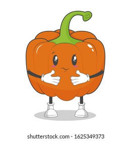 illustration of a very funny pumpkin vegetable character, with a white background, vector, eps 10