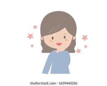 It is an illustration of a very happy young woman.