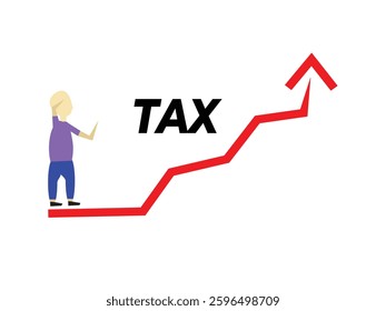 Illustration Very high tax increase with an upward curve, tax finances increase