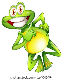Illustration of a very smiling frog on a white background