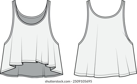 illustration of vest, sports wear.fashion flat sketch vector, cad, technical drawing, flat drawing, template, mockup.