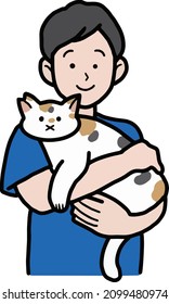 illustration veterinarian holding neutered