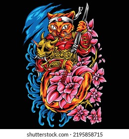 Illustration vetor graphic of cat warrior