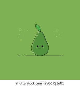 Illustration vetor graphic of a cute avocado modern icon on a plain green background. perfect for use, mascots, products, 
t-shirts, books and anything else that has a target market of children
