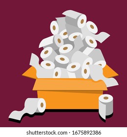 Illustration Vetor Of Hoarding Toilet Paper On Coronavirus Panic Buying Case.