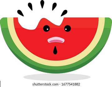 illustration vetor of sad watermelon. good for quotes