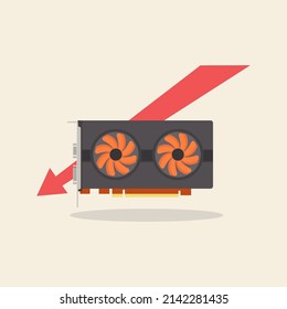 Illustration Of Vga Card Price Drop Flat Design Vector, Or Video Card Graphics Accelerator, For Computer Components Or Parts