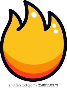 Illustration of a vibrant flame emoji with yellow and orange hues.