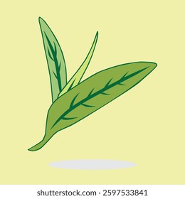 Illustration of vibrant green leaves against a yellow background, perfect for nature-themed designs and eco-friendly concepts.