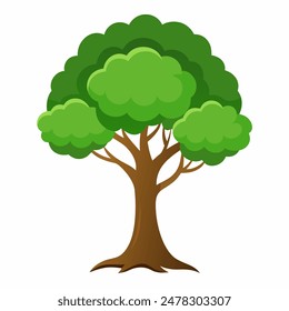 Ilustración de un árbol verde vibrante con un exuberante dosel, símbolo de la naturaleza y el crecimiento orgánico