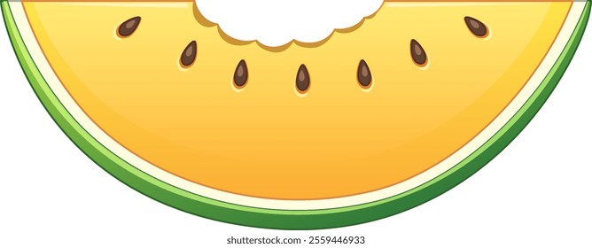 Illustration of a vibrant melon slice with seeds