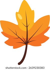 Illustration of a vibrant orange fall leaf with red accents, showcasing the richness of autumn colors for seasonal, rustic, or decorative uses.

