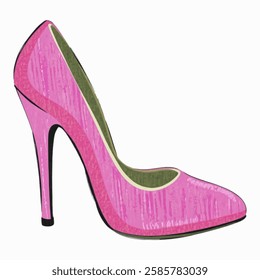 Illustration of a Vibrant Pink Stiletto Heel – Perfect for fashion and style blogs or advertisements.