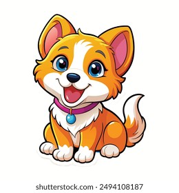 illustration of vibrant and playful stickers featuring a cute and adorable puppy. white background