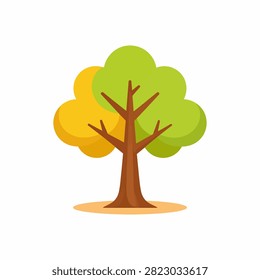 Illustration of a vibrant tree with green and orange leaves, symbolizing nature, growth, and environmental sustainability.