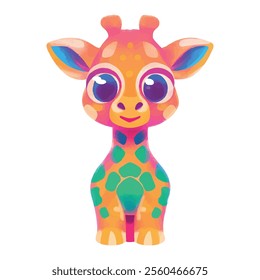 illustration of a vibrant-colored Giraffe, perfect for a children or kid theme
