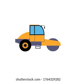 Illustration of vibratory roller. Construction machinery. Vector illustration in a flat style