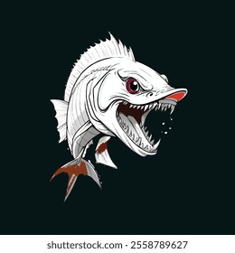 illustration of a vicious fish with sharp teeth