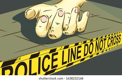 
Illustration of the victim's hand lying on the floor
