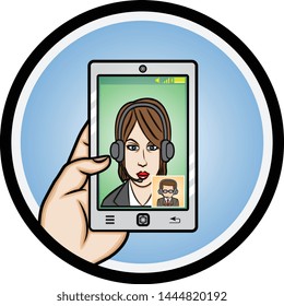 Illustration video call with a business woman