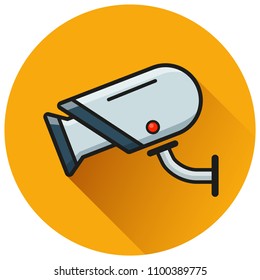 Illustration of video camera circle flat icon