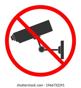 Illustration video camera icon with forbidden red sign. No photo or video permission. 
