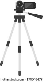 Illustration of a video camera installed on a tripod.