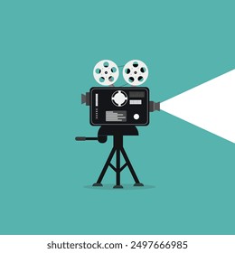 Illustration of a video camera with professional lighting