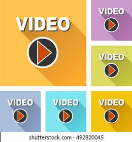 Illustration of video colorful design set icons