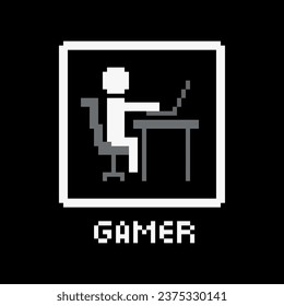 Illustration of a video game player, pixel art