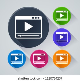 Illustration of video player icons with shadow