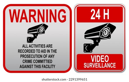 illustration of video surveillance sign or closed circuit television sign isolated