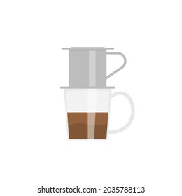 illustration of a Vietnam Drip. coffee brewer from Vietnam. equipment for the barista or coffee maker. flat cartoon style. vector design