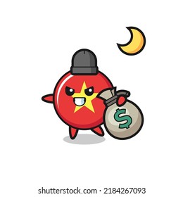 Illustration of vietnam flag badge cartoon is stolen the money , cute style design for t shirt, sticker, logo element