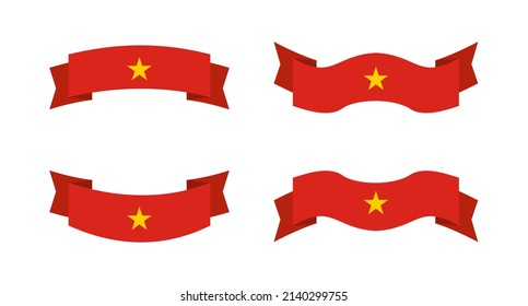illustration of a vietnam flag with a ribbon style. vietnam flag vector set.