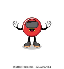 Illustration of vietnam flag with a vr headset , character design