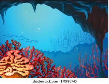 Illustration of a view of the coral reef