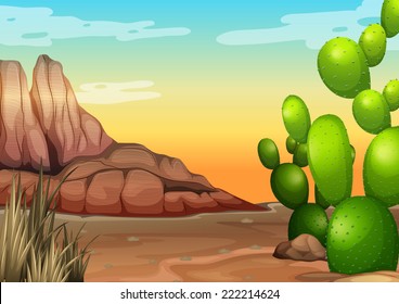 Illustration of a view of a desert
