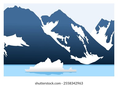 
illustration of a view of an iceberg in the middle of the sea. suitable for backgrounds, wall decorations, covers, hang tag.