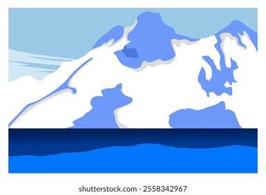 
illustration of a view of an iceberg in the middle of the sea. suitable for backgrounds, wall decorations, covers, hang tag.