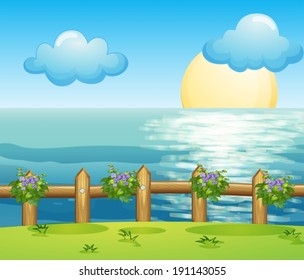 Ilustración de una vista del océano